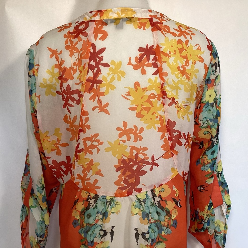 Figueroa & Flower Boho Sheer Floral Blouse Womens size large. - Picture 6 of 12